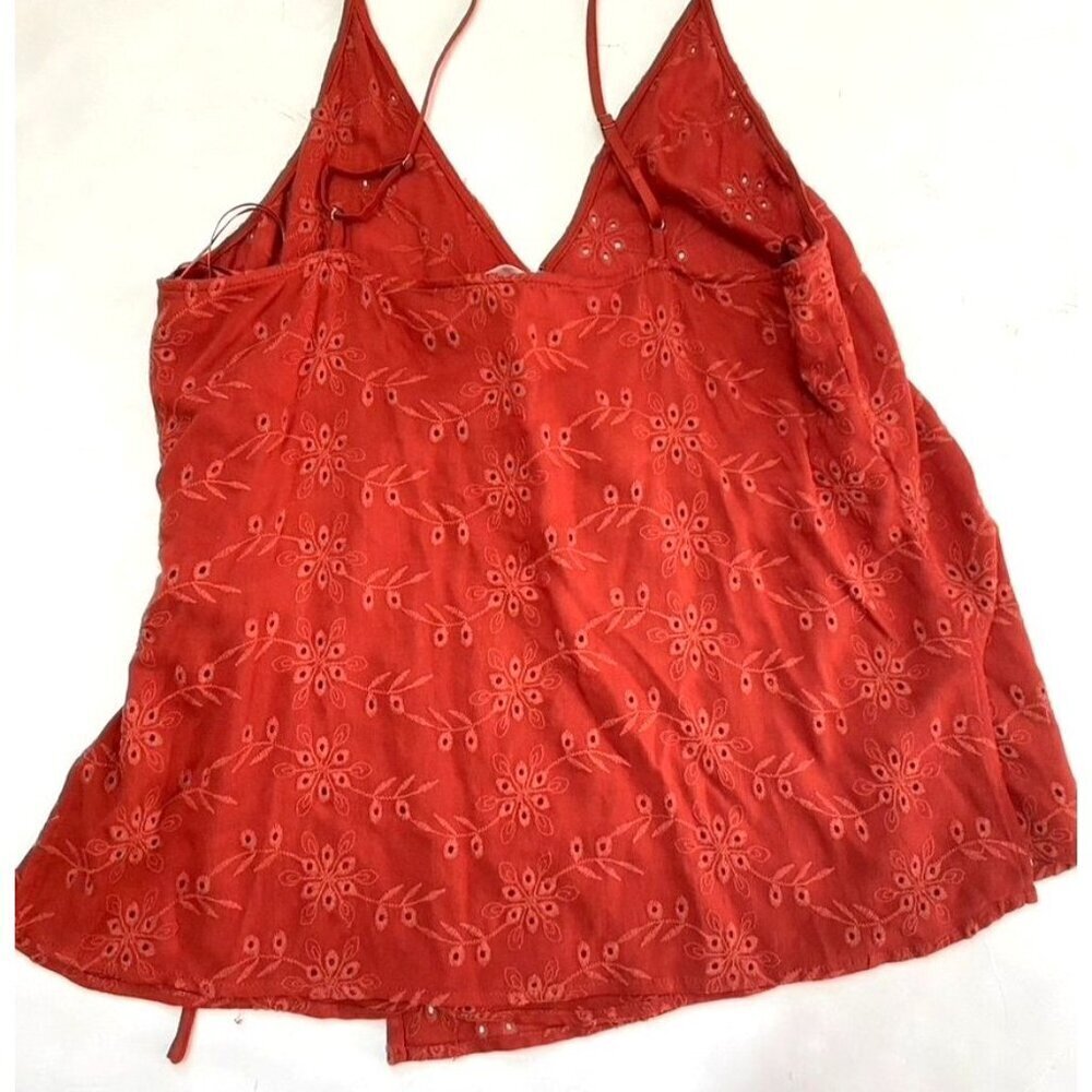 ASTR The Label Floral Eyelet Wrap Tie Top Rust Size Medium Feminine Summer. B40 - Picture 8 of 11